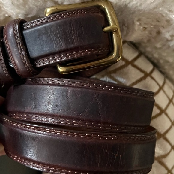 Vintage BROWN Genuine LEATHER OIL TANNED COWHIDE Belt With SOLID BRASS BELT 38 - Picture 3 of 9